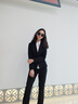 汇美特小西装职业装女装套装秋装正装外套工装前台西服套装工作服套裙 黑色西装+裤子 L(建议100-110斤以内) 实拍图