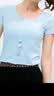 艾路丝婷新款短袖T恤女圆领女式纯色打底上衣3561 淡蓝色 3XL 实拍图