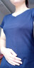 艾路丝婷新款短袖T恤女V领上衣纯色打底体恤TX3560 深蓝色 L 实拍图