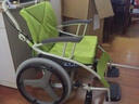 河村 日本轮椅老人折叠轻便手动推车轮椅可推可坐大轮 实心胎AY-18 AY18（45cm）坐宽 树脂轮圈 绿色 实拍图