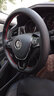 奥迈尔 大众真皮手缝方向盘套新探岳途昂途岳朗逸高尔夫7速腾凌渡宝来POLO迈腾帕萨特途观L把套改装 黑色红线两侧打孔 凌度专用 实拍图