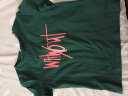 衣领飘飘T恤女装短袖新款上衣秋冬宽松夏装白半袖字母印花情侣女士体恤棉 绿色 M偏大(110-130斤)  实拍图