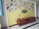 六纹鱼家和九鱼图电视背景墙壁布客厅影视墙布花开富贵中式壁纸装饰壁画 (平面)绒底真丝布/平方 实拍图