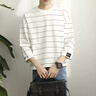 望了型 条纹五分袖T恤衫男生日系潮流文艺小青年宽松半截袖体恤汗衫高中学生中袖五分袖t血海魂 绿色F21 XL 实拍图