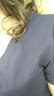 艾路丝婷新款短袖T恤女V领上衣纯色打底体恤TX3560 深蓝色 3XL 实拍图