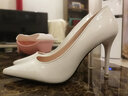 彩姿莲高跟鞋女 细跟性感夜店超高跟鞋漆皮尖头高跟单鞋 白色10.5CM 38 实拍图