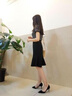 欧小仓 荷叶边鱼尾裙包臀半身裙女通勤职业西装一步裙 1993 黑色 27 实拍图