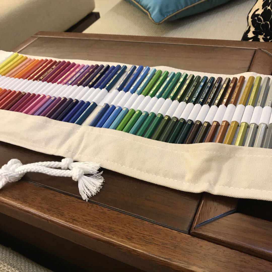 辉柏嘉（Faber-castell）手工布艺彩铅笔帘 袋帆布笔帘素描 彩色铅笔包笔袋 50孔(不含笔) 实拍图