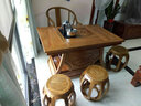 多子（dZ） 实木茶桌椅组合 功夫茶桌阳台茶几家用简约 古典南榆木中式仿古茶艺桌泡茶台 茶色 宝莲单桌 实拍图