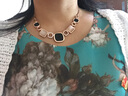 海雯妮饰品 短款锁骨链装饰项链女 简约魔方 日韩版时尚 人造猫眼石欧美配饰 三层合金链 实拍图