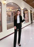 微羽轩小西装女职业装女装正装女套装修身西服外套女士工作服商务黑色西装 西装+裤（黑色2件套） M （建议90-100斤以内） 实拍图
