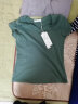 艾路丝婷新款短袖T恤女V领上衣纯色打底体恤TX3560 墨绿色 165/88A/L 实拍图
