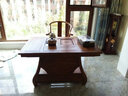 多子（dZ） 实木茶桌椅组合 功夫茶桌阳台茶几家用简约 古典南榆木中式仿古茶艺桌泡茶台 茶色 宝莲单桌 实拍图