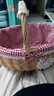 藤编收纳筐收纳篮购物篮小竹篮礼品篮柳编水果篮手提买菜篮子田园 原木色红格布大号 实拍图