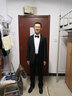 纱格西服套装男 商务修身正装职业工作男士西装套西 新郎结婚礼服 黑色2扣 XL (180) 实拍图