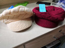 叮咚小格帽子女秋冬韩版兔毛帽鸭舌保暖毛线帽秋冬季加绒加厚 酒红色【加绒】 实拍图