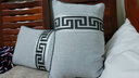 Avigers棉麻沙发抱枕靠垫新中式大靠枕办公室汽车护腰靠背垫不含芯定制 黑条纹左拼 灰 30cm*50cm 含枕芯 实拍图