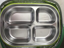 芮家德 304不锈钢分格饭盒双层隔热防烫便当盒儿童学生保温快餐盒盘带盖 绿色四格+保温提袋 实拍图