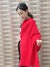 达芬奇密码刺绣围巾女秋冬季纯色双面针织带袖加厚女士披肩超大斗篷保暖礼物 大红 实拍图