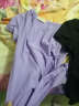 艾路丝婷新款短袖T恤女V领上衣纯色打底体恤TX3560 紫色 165/88A/L 实拍图