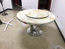 祥冠大理石圆餐桌 现代简约带转盘餐台 欧式可旋转 不锈钢餐桌椅组合 1.3米带转盘 实拍图