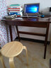 北欧实木书桌简约家用学生写字桌子实木电脑桌办公桌台式桌日式小户型书桌现代简约带抽屉写字台 单书桌[胡桃色] 0.8*.0.55米单抽屉 实拍图