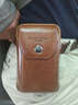 金珊瑚牛皮腰包男三星5英寸6-6.5英寸大屏运动手机包穿皮带竖款腰包 棕色色小号 实拍图