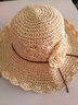 PTAH草帽女夏季度假出游防晒帽休闲百搭太阳帽手工编织沙滩帽 粉色 可调节 实拍图