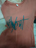 衣领飘飘短袖T恤女装显瘦上衣夏装女士衣服字母印花体恤棉情侣 砖红色 M偏大(110-130斤)  实拍图