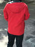 LED连帽卫衣男春秋男士韩版修身男装纯色卫衣加绒加厚男外套夹克 红色 XL 实拍图