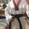 竞派跆拳道服儿童成人学生训练器材全棉长袖男女跆拳道训练服腰带套装 道服+黑色腰带 M（身高143-152CM） 实拍图