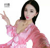 依嫚诗（YIMANSHI）性感睡衣女吊带睡裙女夏仿真丝绸送礼内衣睡袍两件套装外穿家居服 性感粉色(吊带+睡衣) L(95-110斤) 实拍图