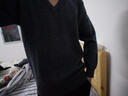 恒源祥100纯羊毛衫男士纯色v领秋冬季商务正装职业工装保暖上班百搭毛衣 深灰 S (165) 实拍图