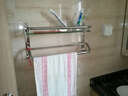 杰沙朗不锈钢置物架浴室挂件毛巾架卫生间玻璃卫浴置物架五金壁挂件 1301单层双杆带钩 510MM 实拍图