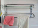 杰沙朗不锈钢置物架浴室挂件毛巾架卫生间玻璃卫浴置物架五金壁挂件 1301单层双杆带钩 510MM 实拍图