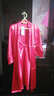 依嫚诗送礼大红性感薄吊带睡裙睡袍浴袍春秋仿真丝家居服两件长袖睡衣女 刺绣大红(睡裙+睡袍) XL(110-125斤) 实拍图
