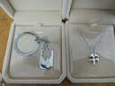 丘比恋幸福四叶草s925银情侣项链一对学生刻字 男女士情侣吊坠韩版银饰首饰品生日礼物 定情礼物 情侣一对价（男配银扣皮绳） 实拍图