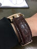 世辉（shihui）适用劳力士切利尼表带鳄鱼皮手表带男士真皮欧米茄天梭浪琴梅花积家江诗丹顿手表带女弧口蝴蝶扣 弧口棕色棕线玫瑰金扣 接口宽度  19MM 实拍图