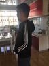 阿迪达斯（adidas）外套男装2025冬季新款跑步运动服加绒加厚保暖针织连帽夹克开衫 JD1870黑色/经典三条杠/加绒 M 实拍图