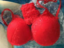 艾慕薇灵文胸套装2023女士内衣性感蕾丝胸罩套装女欧美深V本命年内衣套装 大红色 80A/36 实拍图
