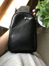 红谷（HONGU）男士胸包新款牛皮休闲商务时尚户外拉链背包真皮男包小包  漆黑 实拍图