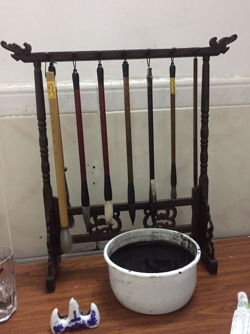 御品宣鸡翅木笔挂(大中小三款可选)实用性龙头书法毛笔架精品挂笔文房用品店长推荐 中号14针 实拍图
