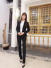 微羽轩小西装女职业装女装正装女套装修身西服外套女士工作服商务黑色西装 西装+裙（黑色2件套） L （建议100-110斤以内） 实拍图