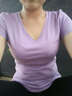 艾路丝婷T恤女新款夏季女装上衣女士短袖V领体恤打底衫 酒红色 180/100A/XXXL 实拍图