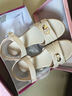 依斯诺宇妈妈凉鞋女50-60岁平底一字带凉鞋女大码女鞋真皮中老年凉鞋女夏 米灰色 40 实拍图