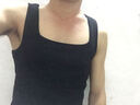 续点方领背心男 夏季大领口小背心纯色紧身修身健身马甲运动训练服 黑色 M (90-118斤左右)修身型 实拍图