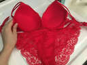 艾慕薇灵文胸套装2023女士内衣性感蕾丝胸罩套装女欧美深V本命年内衣套装 大红色 75B/34 实拍图
