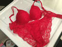艾慕薇灵文胸套装2023女士内衣性感蕾丝胸罩套装女欧美深V本命年内衣套装 大红色 75B/34 实拍图