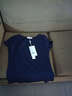 艾路丝婷新款短袖T恤女V领上衣纯色打底体恤TX3560 深蓝色 M 实拍图