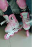 捷豹溜冰鞋儿童轮滑鞋男女初学者旱冰鞋可调滑冰鞋 粉色前轮闪光（头盔+护具+鞋包） 小码S（鞋标31-34）3-5岁穿 实拍图